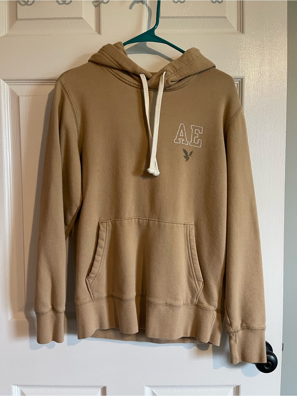 American Eagle Outfitters Tan AE Pullover Hoodie with Logo